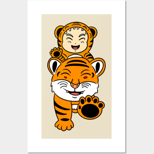 Funny tiger kid cosplay Posters and Art